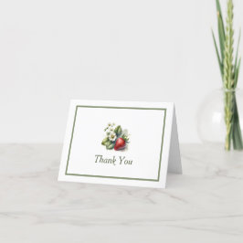 Cartão De Agradecimento Doce Morango e Flor, Obrigado