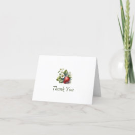 Cartão De Agradecimento Doce Morango e Flor, Obrigado