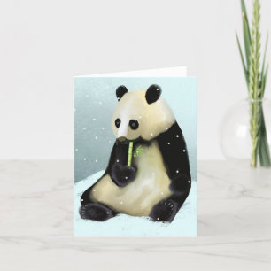 Cartão De Agradecimento Doce Panda de inverno na placa de saudação do VAZI