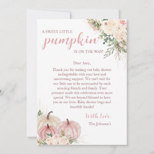 Cartão De Agradecimento Doce Pequeno Chá de fraldas de outono de Abóbora