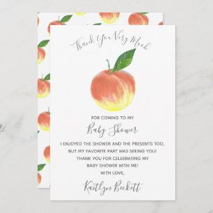 Cartão De Agradecimento Doce Pequeno Chá de fraldas de Pêssego
