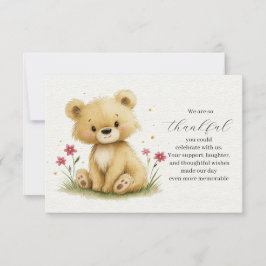 Cartão De Agradecimento Doce Pequeno Teddy em um Jardim Estrelado