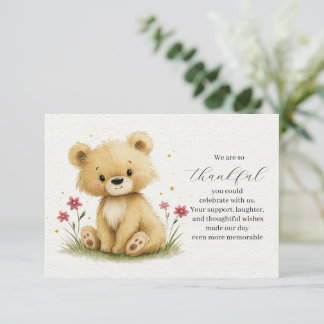 Cartão De Agradecimento Doce Pequeno Teddy em um Jardim Estrelado