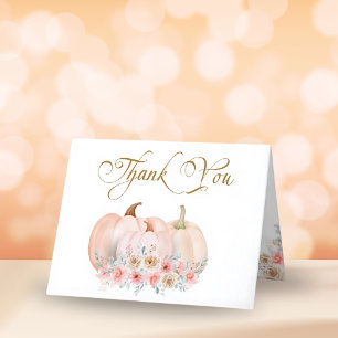 Cartão De Agradecimento Doce Pumpkin Floral Chá de fraldas