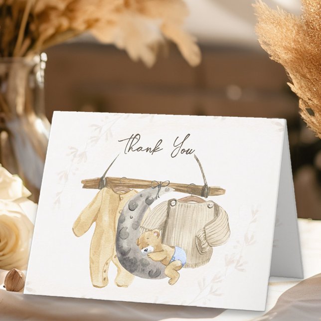 Cartão De Agradecimento Doce Roupa De Bebê Gênero Chá de fraldas Neutro (Thank you cards - from my Baby Clothes Baby Shower Collection)