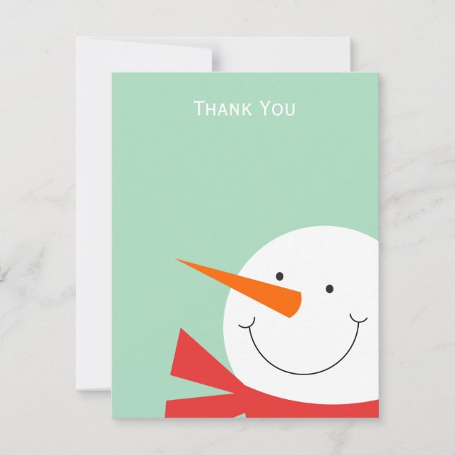 Cartão De Agradecimento Doce Snowman Obrigado (Frente)