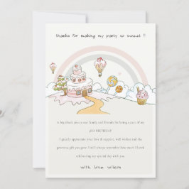 Cartão De Agradecimento Doce Tempo Doce Terra De Doces Aniversário Infanti