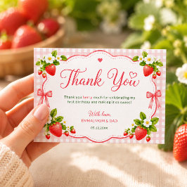 Cartão De Agradecimento Doce Um Morango 1º Aniversário