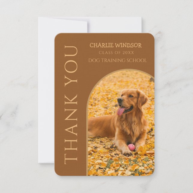 Cartão De Agradecimento Dog Graduation Pet Photo Brown Thank You Card (Frente)