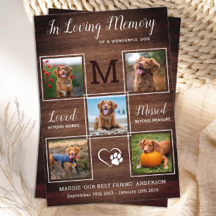 Cartão De Agradecimento Dog Memorial Pet Loss Personalize 5 Foto Simpatia