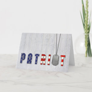 Cartão De Agradecimento Dog tags patriotas na madeira