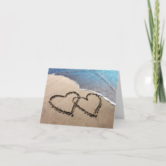 Cartão De Agradecimento Dois corações na areia Notecards