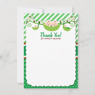 Cartão De Agradecimento Dois Ervilhas Em Um Chá de fraldas De Gêmeos De Po