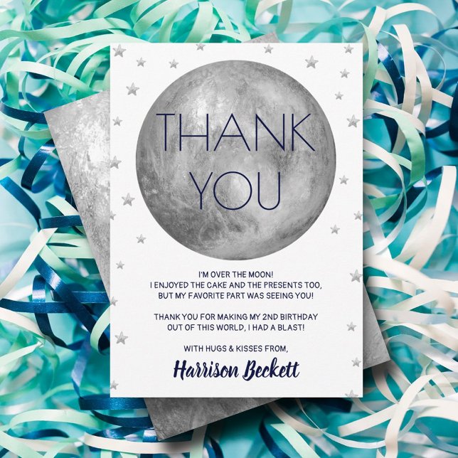 Cartão De Agradecimento Dois O segundo aniversário Da Lua (Criador carregado)