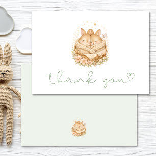 Cartão De Agradecimento Dois Pequenos Coelhinhos Gêmeos Baby Shower Agrade