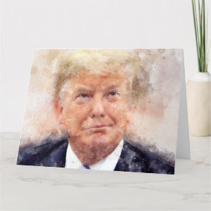Cartão De Agradecimento Donald Trump sorridente retrato aquarela
