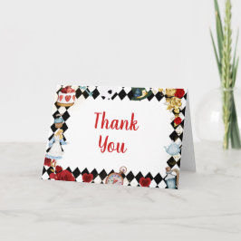 Cartão De Agradecimento "Don't Be Late" Alice in ONEderland First Birthday