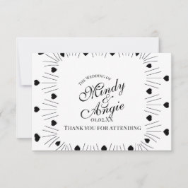 Cartão De Agradecimento Doodle Hearts Frame Script Wedding