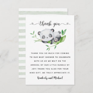 Cartão De Agradecimento Dormindo Panda Watercolor Aniversário   CHÁ DE FRA