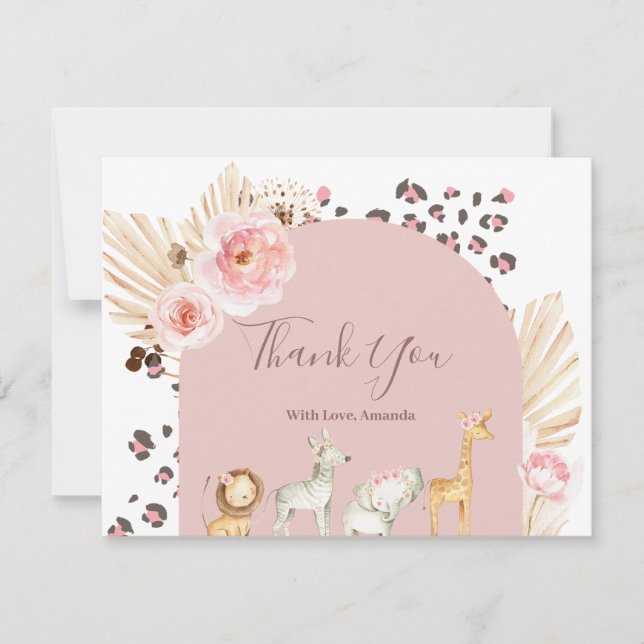 Cartão de agradecimento dos animais da floresta bo (Frente)