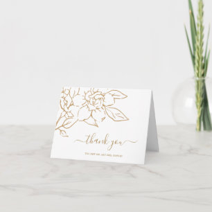 Cartão De Agradecimento Dourada Arte Floral Elegante