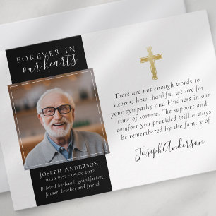 Cartão De Agradecimento Dourada Cruz Foto Simpatia Funeral