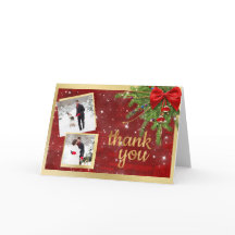 Dourada e Vermelha Foto de Casamento de Natal Obri