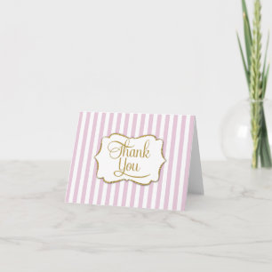 Cartão De Agradecimento Dourada faixa rosa elegante, obrigado