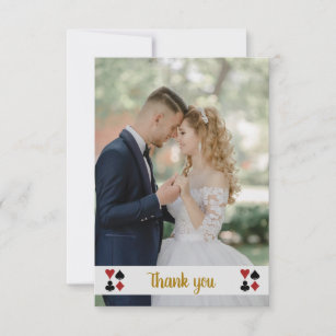 Cartão De Agradecimento Dourada Foto Do Casamento De Las Vegas Obrigado
