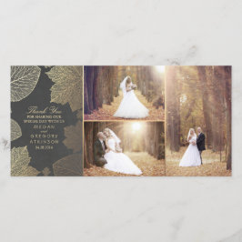 Cartão De Agradecimento Dourada queda deixa foto de casamento Obrigado
