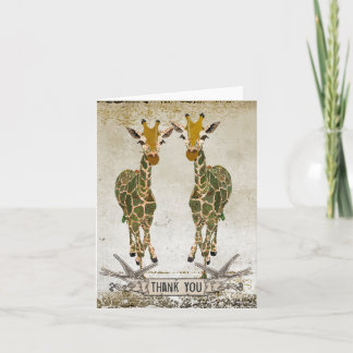 Cartão De Agradecimento Douradas Girafas Obrigado Notecard