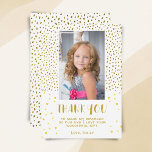 Cartão De Agradecimento Douradas Stars Faux Glitter Birthday Raparigas Fot<br><div class="desc">Douradas Stars Faux Glitter Birthday Crianças Raparigas Foto Cartões de agradecimentos. Cartões de agradecimentos de aniversário bonito para seus amigos e família. Carregue sua foto e personalize o cartão com seu nome e texto. A placa tem estrelas ouros e pontos brilhantes falsos. Excelente como cartões de agradecimentos para garotas.</div>