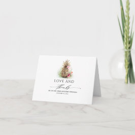 Cartão De Agradecimento Dourado Abacaxi Floral Obrigado