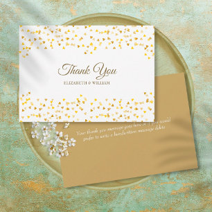 Cartão De Agradecimento Dourado amor Corações Confetti Script Elegante O
