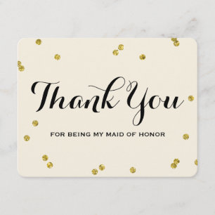 Cartão De Agradecimento Dourado brilho   Madrinha de casamento Obrigado Ca