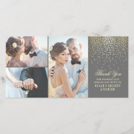 Cartão De Agradecimento Dourado Casamento Glamor Confetti Obrigado