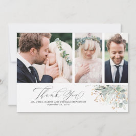Cartão De Agradecimento Dourado Casamento Verde Obrigado Foto