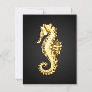Cartão De Agradecimento Dourado Cavalo de Mar Poligonal
