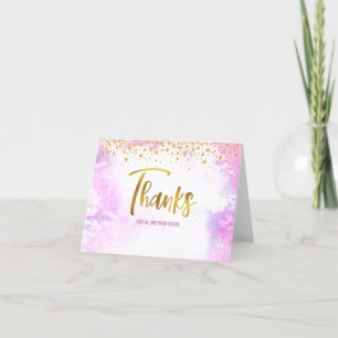 Cartão De Agradecimento Dourado cor-de-rosa Doce 16 Aniversário Aquarela G