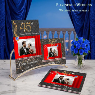 Cartão De Agradecimento Dourado e apphire 45º aniversário de casamento Obr
