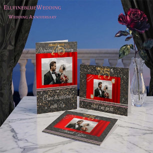 Cartão De Agradecimento Dourado e Pérolas 75º aniversário de casamento Obr