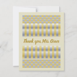 Cartão De Agradecimento Dourado e prateado (verificadores e riscas)