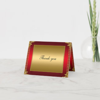 Cartão de agradecimento dourado e vermelho Adicion