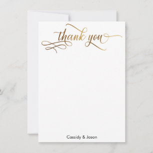 Cartão De Agradecimento Dourado Elegante Obrigado Caligrafia Sobre Branco