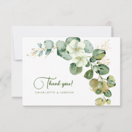 Cartão De Agradecimento Dourado Eucalyptus Wreath Green Sea Glass