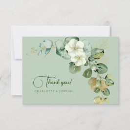 Cartão De Agradecimento Dourado Eucalyptus Wreath Green Sea Glass