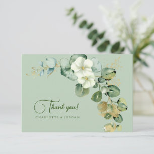 Cartão De Agradecimento Dourado Eucalyptus Wreath Green Sea Glass