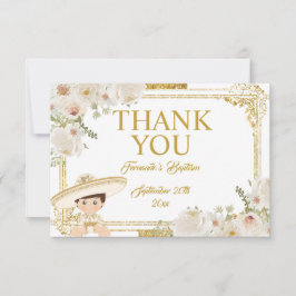Cartão De Agradecimento Dourado Fiesta Boy Baptism Mexicano Obrigado