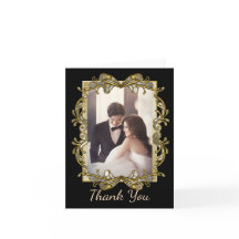 Dourado Ornamentado Foto Casamento Obrigado