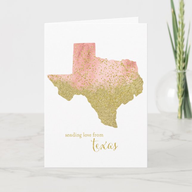 Cartão De Agradecimento Dourado Pêssego Enviando Amor do Texas (Frente)